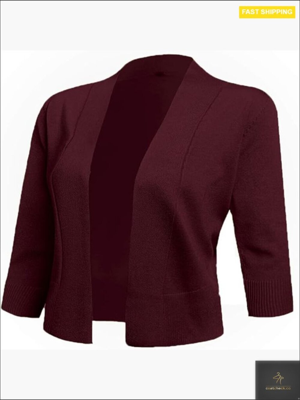 Cropped Cardigan 3/4 Sleeve Open Front Shrug Chic Minimal Y2K Retro Elegant